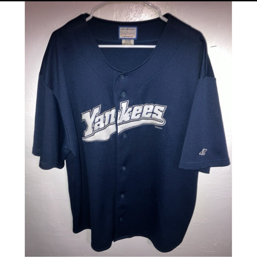 Logo Athletic Navy Yankees Button-Up Jersey